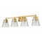 Z-Lite Analia Vanity, 4-Light, 36 In.W x 7.5 In.L x 9.25 In.H, Modern Gold/Clear Ribbed 1101-4V-MGLD - alternate 5